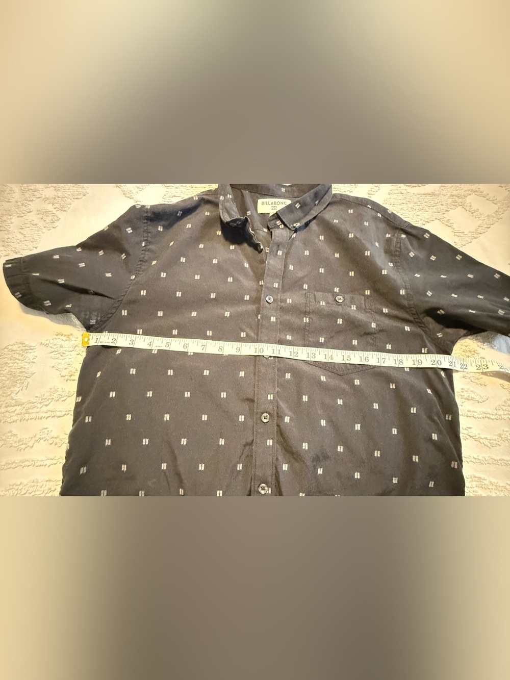 Billabong Black Short-Sleeve Button-Down with Micro Square Pattern - Picture 5 of 7